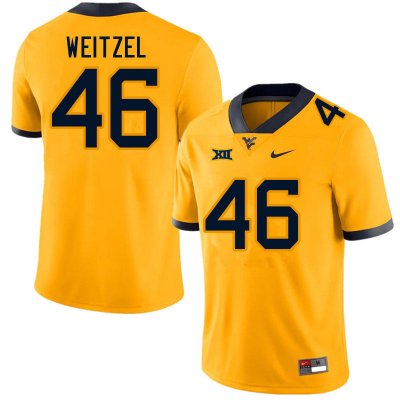 Men's West Virginia Mountaineers NCAA #46 Trace Weitzel Gold Authentic Nike Stitched College Football Jersey PG15K40BV